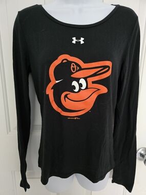 Under Armour Black Long Sleeve Baltimore Orioles Logo Tee Women's Medium Shirt